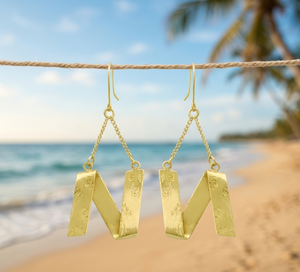 ต่างหู KENWAY SARTAJ WORLDWIDE ทำมือ ลายเท็กซ์เจอร์รูปตัว 'N' พร้อมเคลือบทองป้องกันการหมอง ตะขอเกี่ยวแบบปลอดสารตะกั่ว สำหรับผู้หญิง ใส่ไปงานปาร์ตี้ - Product Image 5