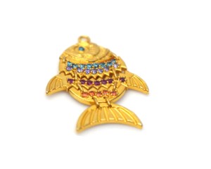 Collar con Colgante de Pez Flexible de Latón Chapado en Oro de 18K con Circonita, Estilo Bohemio para Mujeres y Hombres, Unisex - Product Image 1