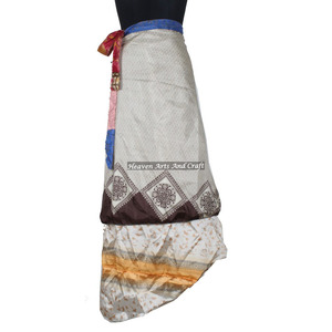 Women Beach Wear Sexy Wrap <b>Skirt</b> Sarong Dress Women Wear Vintage Silk Sari <b>Long</b> Length Wrap Around <b>Skirt</b> 2 Layer Reversible Sari - Product Image 1