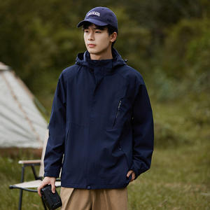 Wholesale Men's Women's Casual Waterproof Canvas Polyester Hiking Windbreaker Outdoor Softshell Front Rain <b>Jacket</b> Reversible - Product Image 3