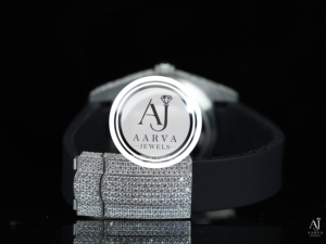 Montre mécanique à cadran blanc, boîtier rond plaqué rhodium, lunette en cristal, bracelet en silicone, montre-bracelet élégante - Product Image 5