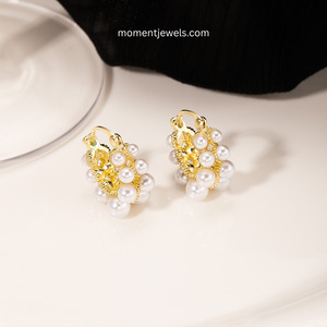Pendientes Colgantes Circulares Hechos a Mano para Mujer, con Baño de Agua, Aleación de Zinc, Perlas Artificiales - Product Image 4