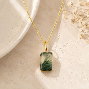 Geometric Stone Gemstone Pendant Necklace 18k Gold Plated Minimalist Healing Stone Pendant Fancy Everyday Women's Wear Necklace - Product Image 5