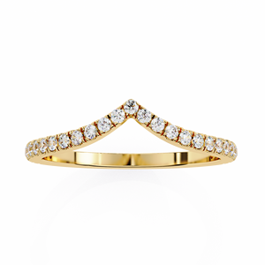 RAAMAA 10k 14k 18k Yellow Gold Classic Pave Set V-Shaped <b>Stacking</b> Wishbone Band for Women Anniversary Bridal Jewel - Product Image 1