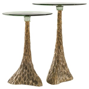 Table d'appoint en métal de forme ronde avec motif feuille, table basse de qualité antique, taille personnalisée, en aluminium et laiton - Product Image 3