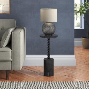 Mesa Auxiliar de Lujo con Pedestal, Tapa Redonda, Base Cónica y Columna de Soporte Elegante, Ideal para Bares - Product Image 6