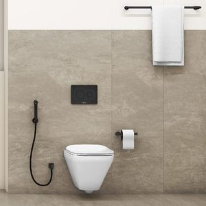 Porte-serviettes mural noir en acier inoxydable, design minimaliste, support fixe pour serviettes de bain, 1 barre - Product Image 6