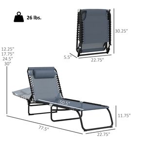 Sedia a Sdraio Pieghevole a 4 Posizioni con Schienale Reclinabile, Sedia da Piscina con Seduta in Rete, Sedia Prendisole da Patio per Spiaggia e Giardino, in Materiale Rattan Grigio - Product Image 3
