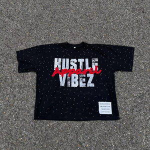 เสื้อยืดคอตตอนทรงบ็อกซี่ ตกไหล่ พิมพ์ลายโลโก้ DIHUI แบบกำหนดเอง ประดับด้วยคริสตัล สำหรับผู้ชาย - Product Image 2