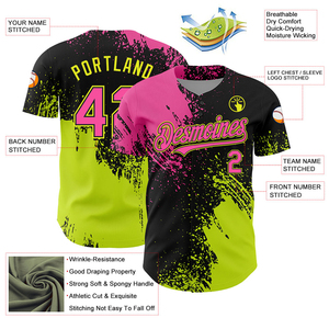 Camiseta de Béisbol Sublimada Personalizada para tu Equipo, Rosa Neón, Verde, Negro, Unisex, Adulto, Manga Corta, Transpirable, Ropa Deportiva de Poliéster - Product Image 5