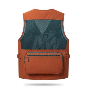 Gilet de pêche multi-poches pour hommes, design utilitaire à fermeture éclair frontale, vêtement de pêche léger pour l'extérieur, production en gros sur mesure en usine - Product Image 3