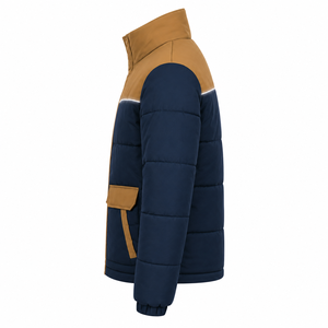 Chaqueta Acolchada de Invierno Personalizada para Hombre, Estilo Urbano, de Poliéster con Bloques de Color, Cierre de Cremallera, Detalles Reflectantes, OEM - Product Image 2