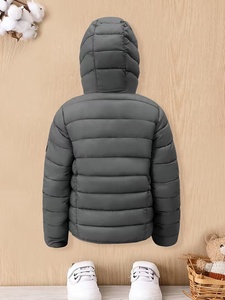 Professional Jacket OEM Hooded Down Puffer Jacket <b>Windproof</b> Solid Color Zipper Closure Casual Winter Wear Regular Fit Gray - Product Image 2