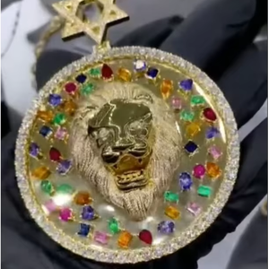 Colgante de León de Plata de Ley 925 con Moissanita para Hombre, Joyería Fina Hip Hop Iced Out, Joyería para Raperos - Product Image 1