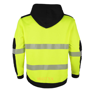 Sweat-shirt à capuche réfléchissant haute visibilité bicolore avec poche zippée, vêtements de travail haute visibilité pour hommes, chantier de construction - Product Image 5