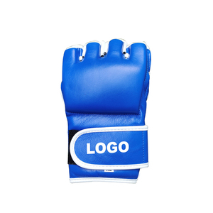 Gants de boxe MMA en cuir pour l'entraînement, Muay Thai, Kick Boxing, évacuation de l'humidité, ajustables avec sangle, design demi-doigts - Product Image 2