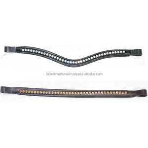 Diadema de Cuero Acolchada Curva con Cristales de Lujo para Caballo, Accesorio de Brida Ecuestre con Brillantes - Product Image 3