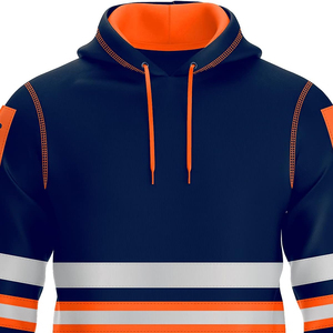 High Visibility Class 3 Safety Hoodie With Pockets Reflective Work Wear Construction With Black Bottom Custom Logo And Size - Product Image 3