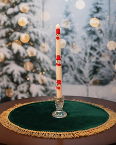 Bougie conique en cire de soja et de paraffine peinte à la main, parfum floral, sans fumée, avec motif bonhomme de neige pour décorations de Noël - Product Image 1