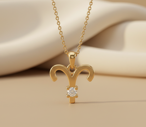 Collar de Plata 925 Chapado en Oro con Signo Zodiacal Aries y Circonita Cúbica Blanca para Mujer, Colgantes Modernos para Mujer, Joyería de Moda - Product Image 1