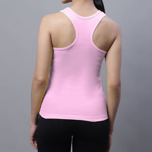 Camiseta sin mangas rosa con estampado de oso de dibujos animados para mujer, cuello redondo, longitud regular, de algodón transpirable, estilo casual, estampado frontal - Product Image 2