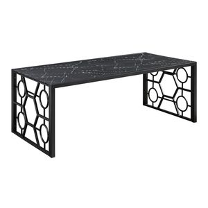 Set di 3 Tavolini Occasionali Moderni Neri con Piano in Vetro Temperato Effetto Marmo per Soggiorno - Product Image 3