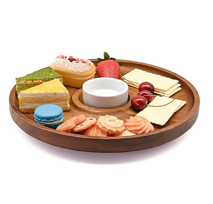 Plateau tournant en bois d'acacia de haute qualité pour rangement, idéal pour salle de bain, cuisine, salon - Fournisseur en gros - Product Image 1