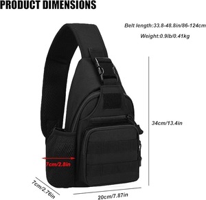 กระเป๋าคาดลำตัวแบบยุทธวิธีสำหรับผู้ชาย พร้อมช่องใส่ขวดน้ำ, กระเป๋าคาดอกแบบสะพายไหล่ MOLLE EDC พร้อมพอร์ตชาร์จ USB สำหรับการเดินทาง - Product Image 5