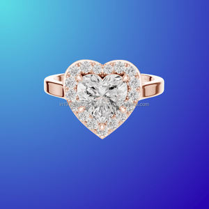 Nitya Jewels 14K <b>Adjustable</b> <b>Ring</b> with Lab Grown Diamond Ethnic Style Heart Cut for Daily Wear - Product Image 1