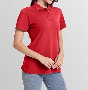 Nouveau T-shirt Polo Uni Rouge à Manches Courtes pour Femme – Style Décontracté, Respirant, Idéal pour l'Été et le Golf - Product Image 3