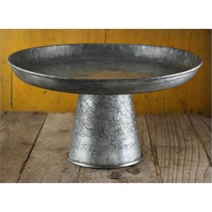 Rustic Farmhouse Metal and Wood <b>Cake</b> <b>Stand</b> Scalloped Edge Pedestal Dessert Display Plate for Wedding Party Home Decor Table - Product Image 4