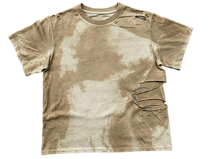 Distressed Acid Washed Breathable 100% Cotton Baggy Shirt Ripped O-Neck Short Sleeve OEM <b>Drop</b> Shoulder Loose Fit Oversized Hip - Product Image 5