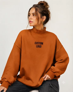 Sweat-shirt en molleton surdimensionné à col cheminée pour femme, en mélange de coton brossé de qualité supérieure, confortable pour le quotidien, vêtement décontracté – Fabricant - Product Image 1