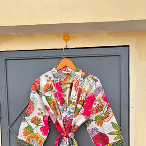 Cotton <b>Plus</b> <b>Size</b> <b>Kimono</b> Dress Long Vintage Flower Floral Print Loose Fit <b>Kimonos</b> Casual Women Boho Robes Oversize <b>Kimonos</b> Dress - Product Image 1
