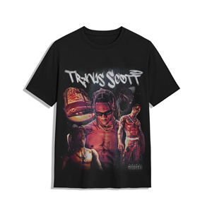 T-shirt en coton noir surdimensionné pour homme style Hip Hop, personnalisable avec logo, 100 % coton, manches courtes, imprimé graphique, vente en gros, tricoté - Product Image 4