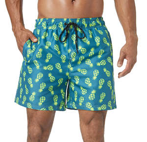 Shorts de bain en polyester pour hommes, séchage rapide, antibactériens, pour le surf et la plage, imprimé uni, poches avant, prix de gros - Product Image 2