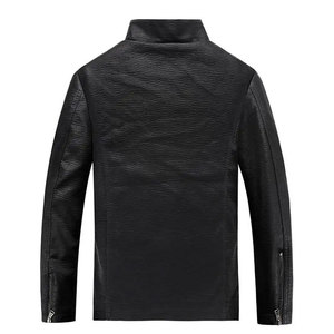 Econex Sports Men's Slim Fit PU <b>Leather</b> <b>Winter</b> Moto <b>Jacket</b> Turn-down Collar Zipper Closure Faux Fur Lining Windproof Solid Color - Product Image 2