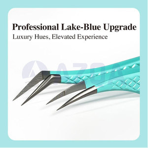 Professional Stainless Steel Eyelash Extension Tweezers <b>Kit</b> with Powder Coated Finish and Fiber Tip Precision Design - Product Image 4