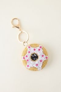 Porte-clés perlé en forme de fleur de lys rose - Product Image 4