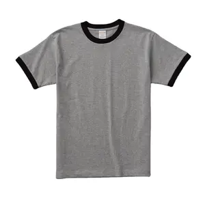 Ringer เสื้อยืดแขนสั้นนุ่มเสื้อยืดที่กําหนดเองผ้าฝ้าย 100% การพิมพ์เย็บปักถักร้อยผู้ชาย Ringer เสื้อยืดสีทึบย้อม