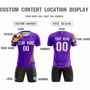 Uniforme de fútbol, conjunto deportivo, camiseta y pantalones cortos, transpirable, para entrenamiento atlético, equipación para partidos de equipo, tela con control de humedad - Product Image 5