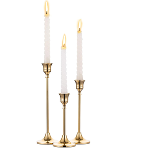 Juego de 3 Candelabros de Latón Dorado, Hechos a Mano, Duraderos, Decorativos para Navidad, Centro de Mesa - Product Image 1