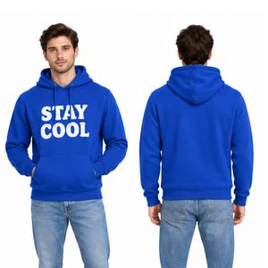 Sudadera con Capucha Azul Rey para Hombre, Moderna, con Estampado, de Algodón, Corte Regular, Estilo Casual - Product Image 3