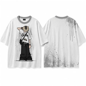 Bulk Streetwear Men's Oversized T-Shirt 3000g Heavy Cotton Vintage Formed Design Rustic Washed Anti-Uv Silk Screen Printing - Product Image 1