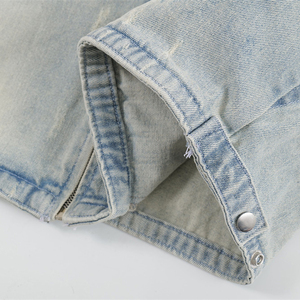 Veste en jean délavé pour homme, col rabattu décontracté, coupe ample, hiver, 100 % coton, logo sur le devant - Product Image 2
