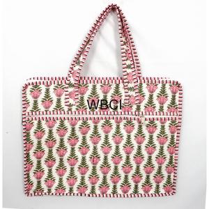 WBCI กระเป๋าใส่แล็ปท็อปดีไซน์ใหม่สวยงาม ลายดอกไม้สีชมพู ผ้าทอ ลำลอง ความจุขนาดใหญ่ มีหูหิ้ว ปิดด้วยซิป - Product Image 1