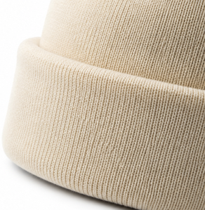 Gorro de Punto Crema, Color Sólido, Gorro de Invierno 100% Acrílico con Puño - Product Image 3