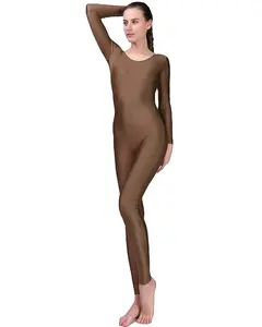 Hot Selling Groothandel Oem Womens Hals Unisex Een Stuk Unitard Footless Full Body Turnpakje Voor Volwassen Dans Training Wear