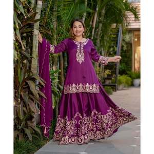 Women's Beautiful <b>Suit</b> Set with Embroidery and Fancy Borders Lace Work - Product Image 6