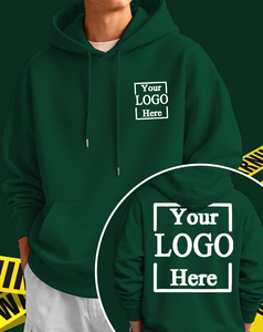 Men's Custom Logo Hoodie Green 100% Cotton French Terry Regular Fit Casual Autumn Wear Heat Transfer Printed made in bangladesh - Product Image 1